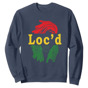 Black Woman Melanin Girl Juneteenth Sweatshirt With Loc'd Hair TS01 Navy Printyourwear