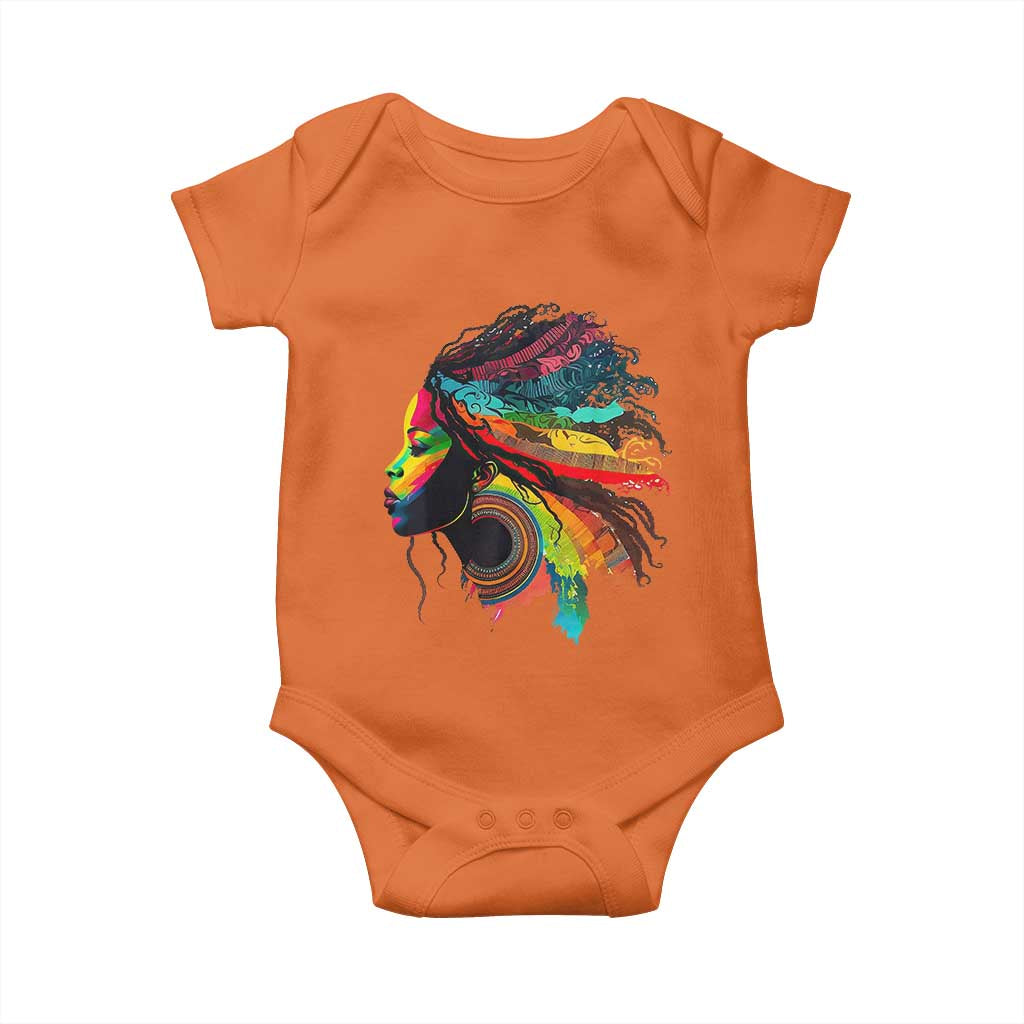 Proud Afro Roots Baby Onesie Rainbow Dashiki African Tribal Woman Natural Hair TS01 Orange Print Your Wear