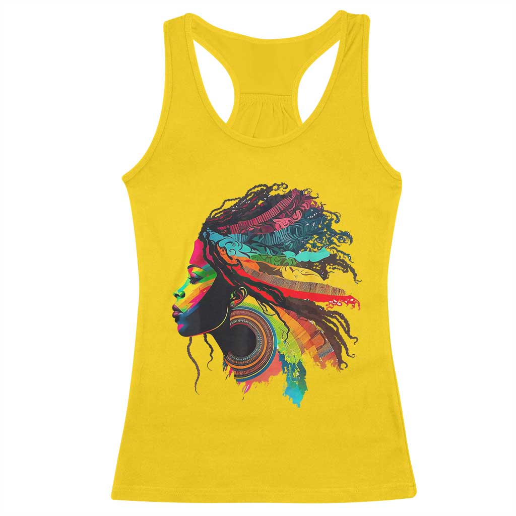 Proud Afro Roots Racerback Tank Top Rainbow Dashiki African Tribal Woman Natural Hair TS01 Daisy Print Your Wear
