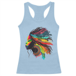 Proud Afro Roots Racerback Tank Top Rainbow Dashiki African Tribal Woman Natural Hair TS01 Light Blue Print Your Wear