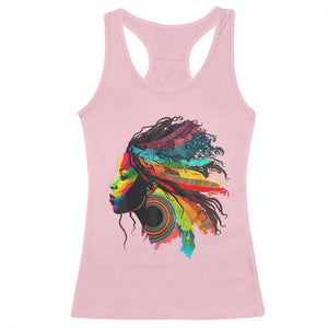 Proud Afro Roots Racerback Tank Top Rainbow Dashiki African Tribal Woman Natural Hair TS01 Light Pink Print Your Wear