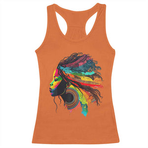 Proud Afro Roots Racerback Tank Top Rainbow Dashiki African Tribal Woman Natural Hair TS01 Orange Print Your Wear