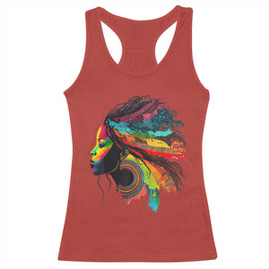 Proud Afro Roots Racerback Tank Top Rainbow Dashiki African Tribal Woman Natural Hair TS01 Red Print Your Wear