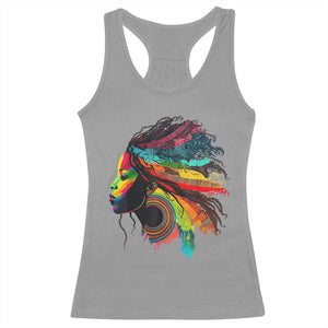 Proud Afro Roots Racerback Tank Top Rainbow Dashiki African Tribal Woman Natural Hair TS01 Sport Gray Print Your Wear