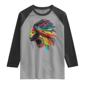 Proud Afro Roots Raglan Shirt Rainbow Dashiki African Tribal Woman Natural Hair TS01 Sport Gray Black Print Your Wear