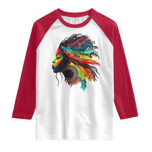 Proud Afro Roots Raglan Shirt Rainbow Dashiki African Tribal Woman Natural Hair TS01 White Red Print Your Wear