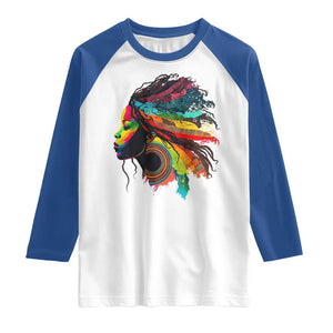 Proud Afro Roots Raglan Shirt Rainbow Dashiki African Tribal Woman Natural Hair TS01 White Royal Print Your Wear