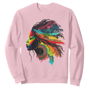 My Roots Afro Sweatshirt Rainbow Dashiki African Tribal Woman Natural Roots Hair TS01 Light Pink Printyourwear