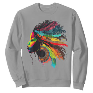 My Roots Afro Sweatshirt Rainbow Dashiki African Tribal Woman Natural Roots Hair TS01 Sport Gray Printyourwear