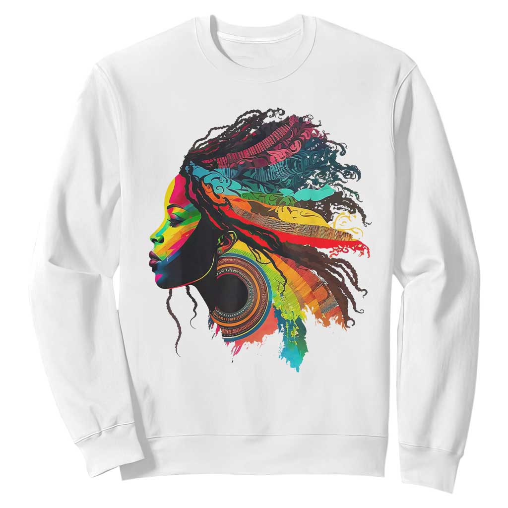My Roots Afro Sweatshirt Rainbow Dashiki African Tribal Woman Natural Roots Hair TS01 White Printyourwear