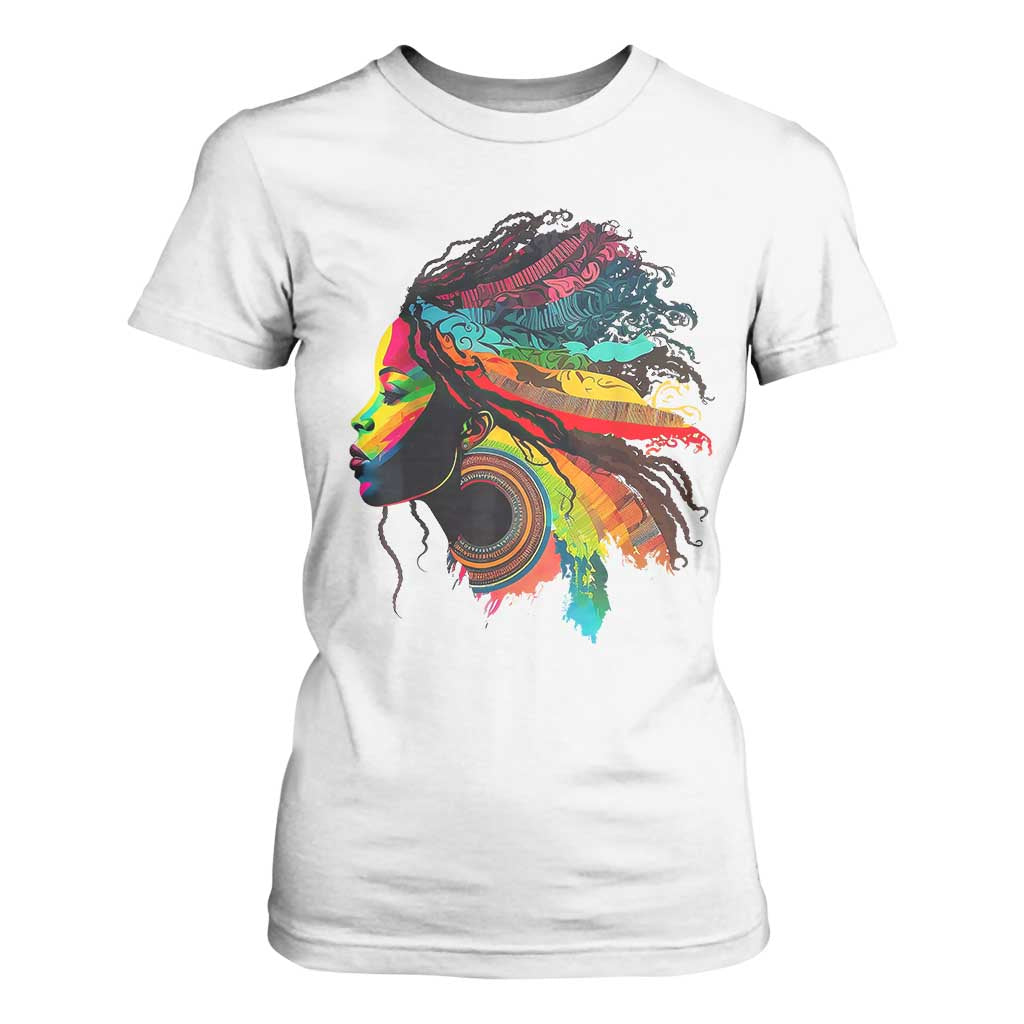 Proud Afro Roots T Shirt For Women Rainbow Dashiki African Tribal Woman Natural Hair TS01 White Print Your Wear