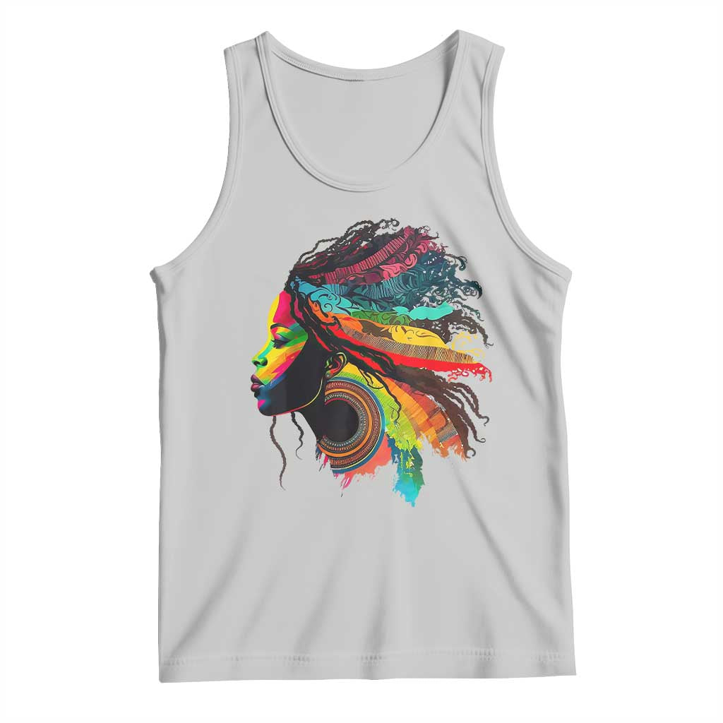 Proud Afro Roots Tank Top Rainbow Dashiki African Tribal Woman Natural Hair TS01 Ash Print Your Wear