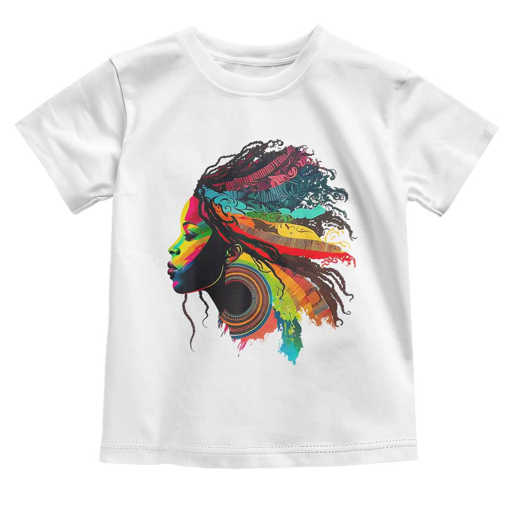 Proud Afro Roots Toddler T Shirt Rainbow Dashiki African Tribal Woman Natural Hair TS01 White Print Your Wear