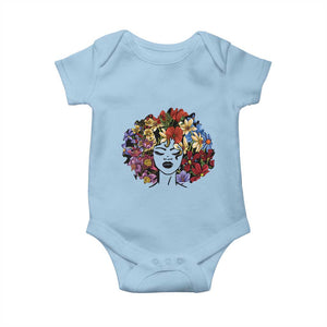 Black History Baby Onesie For Women Afro Flower Hair Juneteenth TS01 Light Blue Print Your Wear