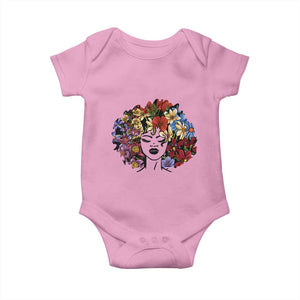 Black History Baby Onesie For Women Afro Flower Hair Juneteenth TS01 Light Pink Print Your Wear