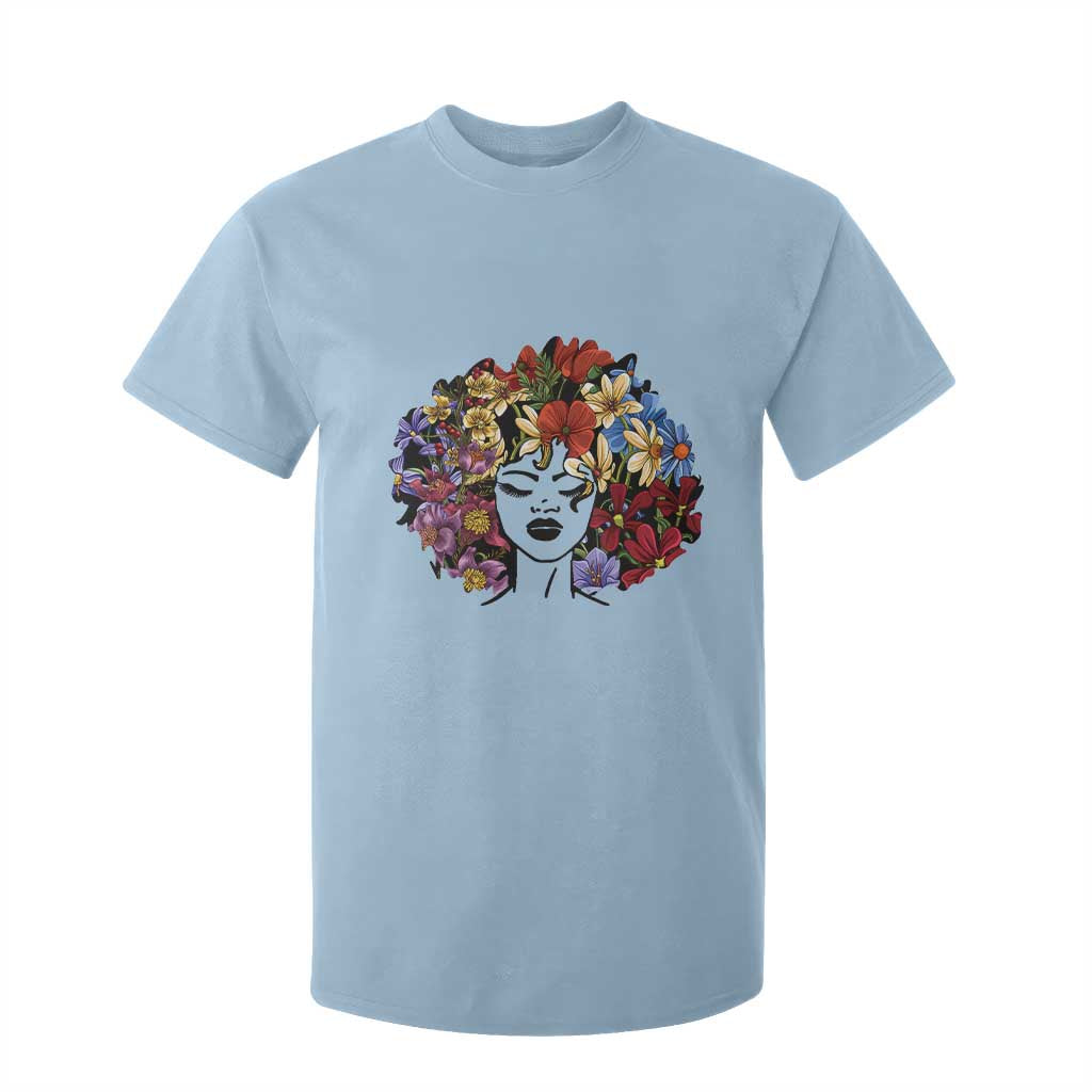 Black History T Shirt For Kid For Women Afro Flower Hair Juneteenth TS01 Light Blue Print Your Wear