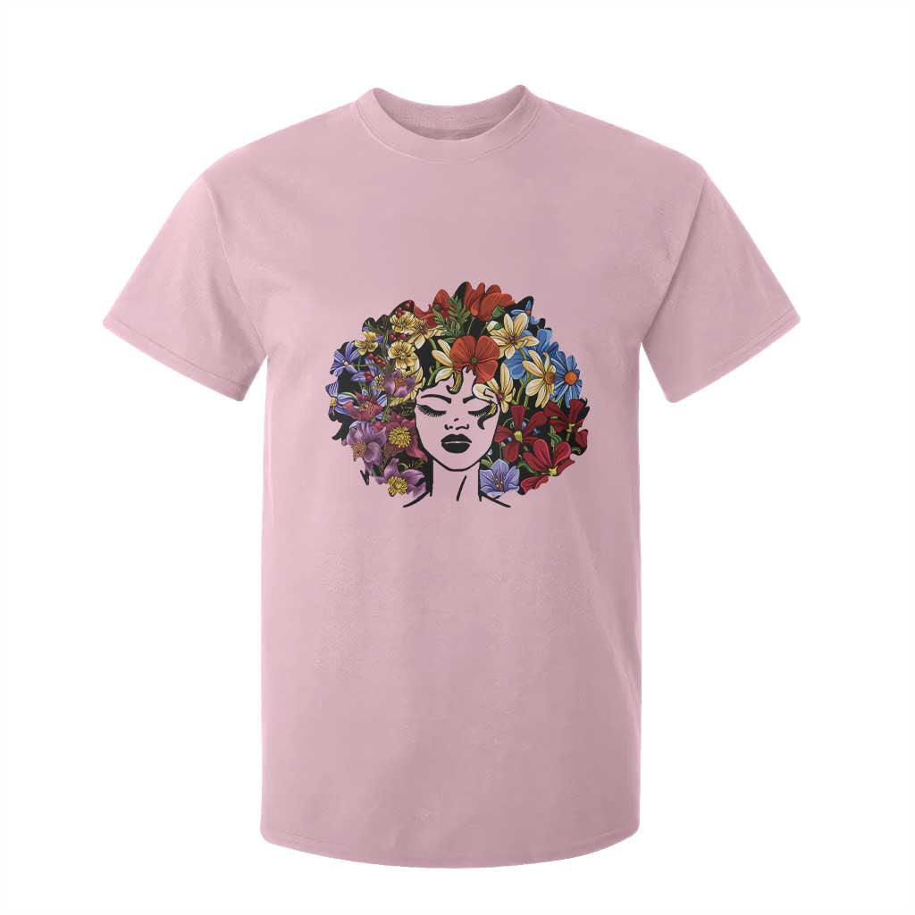 Black History T Shirt For Kid For Women Afro Flower Hair Juneteenth TS01 Light Pink Print Your Wear