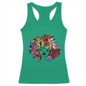 Black History Racerback Tank Top For Women Afro Flower Hair Juneteenth TS01 Irish Green Print Your Wear