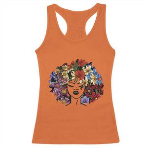 Black History Racerback Tank Top For Women Afro Flower Hair Juneteenth TS01 Orange Print Your Wear