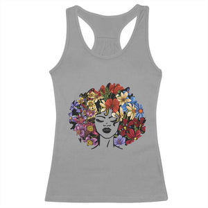 Black History Racerback Tank Top For Women Afro Flower Hair Juneteenth TS01 Sport Gray Print Your Wear