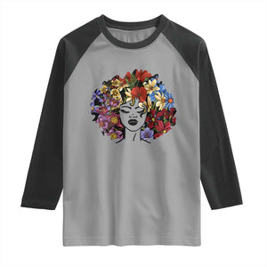 Black History Raglan Shirt For Women Afro Flower Hair Juneteenth TS01 Sport Gray Black Print Your Wear