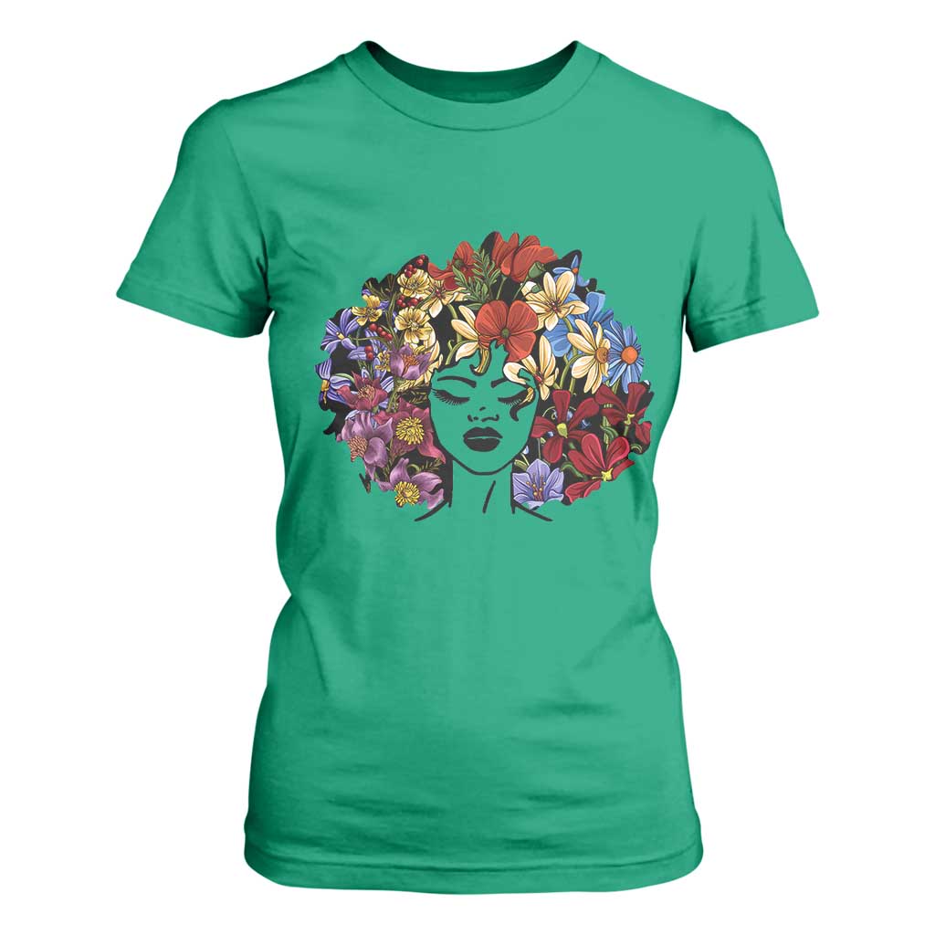Black History T Shirt For Women For Women Afro Flower Hair Juneteenth TS01 Irish Green Print Your Wear