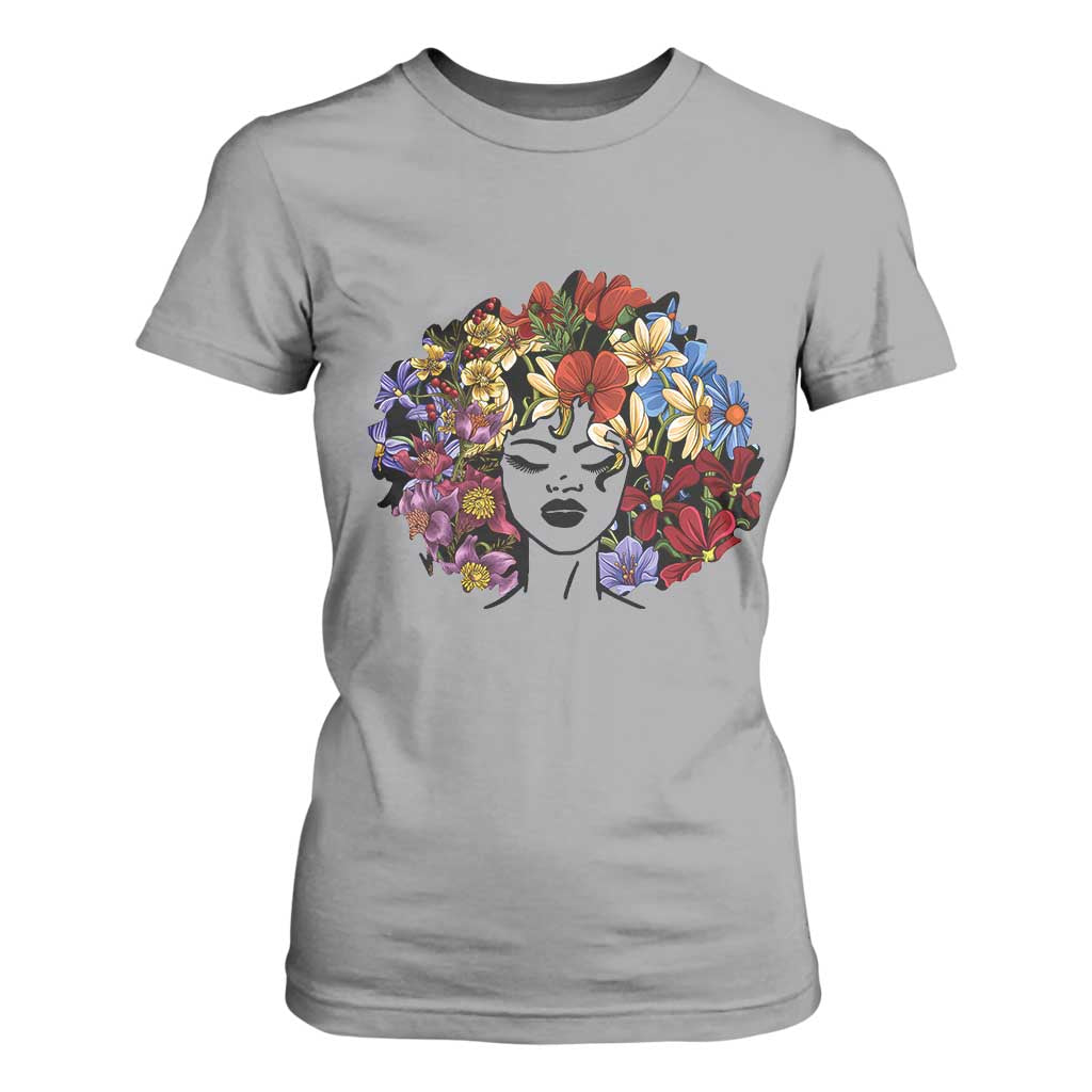 Black History T Shirt For Women For Women Afro Flower Hair Juneteenth TS01 Sport Gray Print Your Wear