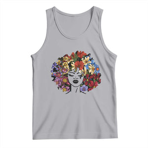 Black History Tank Top For Women Afro Flower Hair Juneteenth TS01 Athletic Heather Print Your Wear