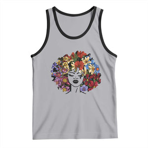 Black History Tank Top For Women Afro Flower Hair Juneteenth TS01 Athletic Heather Black Print Your Wear