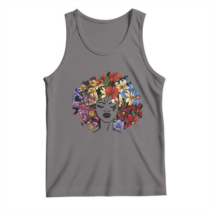 Black History Tank Top For Women Afro Flower Hair Juneteenth TS01 Deep Heather Print Your Wear