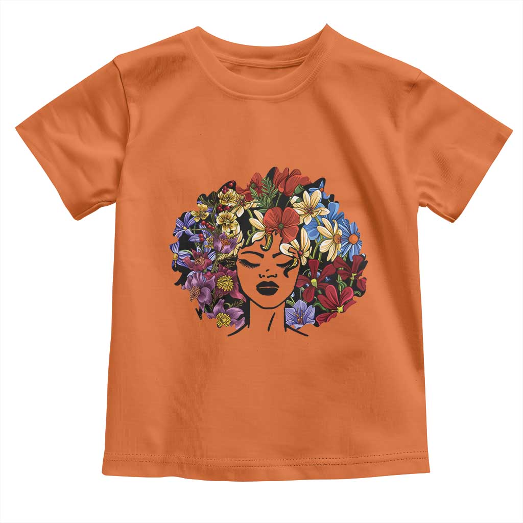 Black History Toddler T Shirt For Women Afro Flower Hair Juneteenth TS01 Orange Print Your Wear
