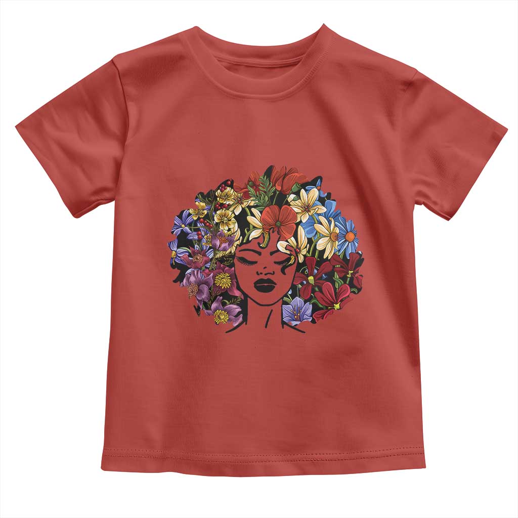 Black History Toddler T Shirt For Women Afro Flower Hair Juneteenth TS01 Red Print Your Wear