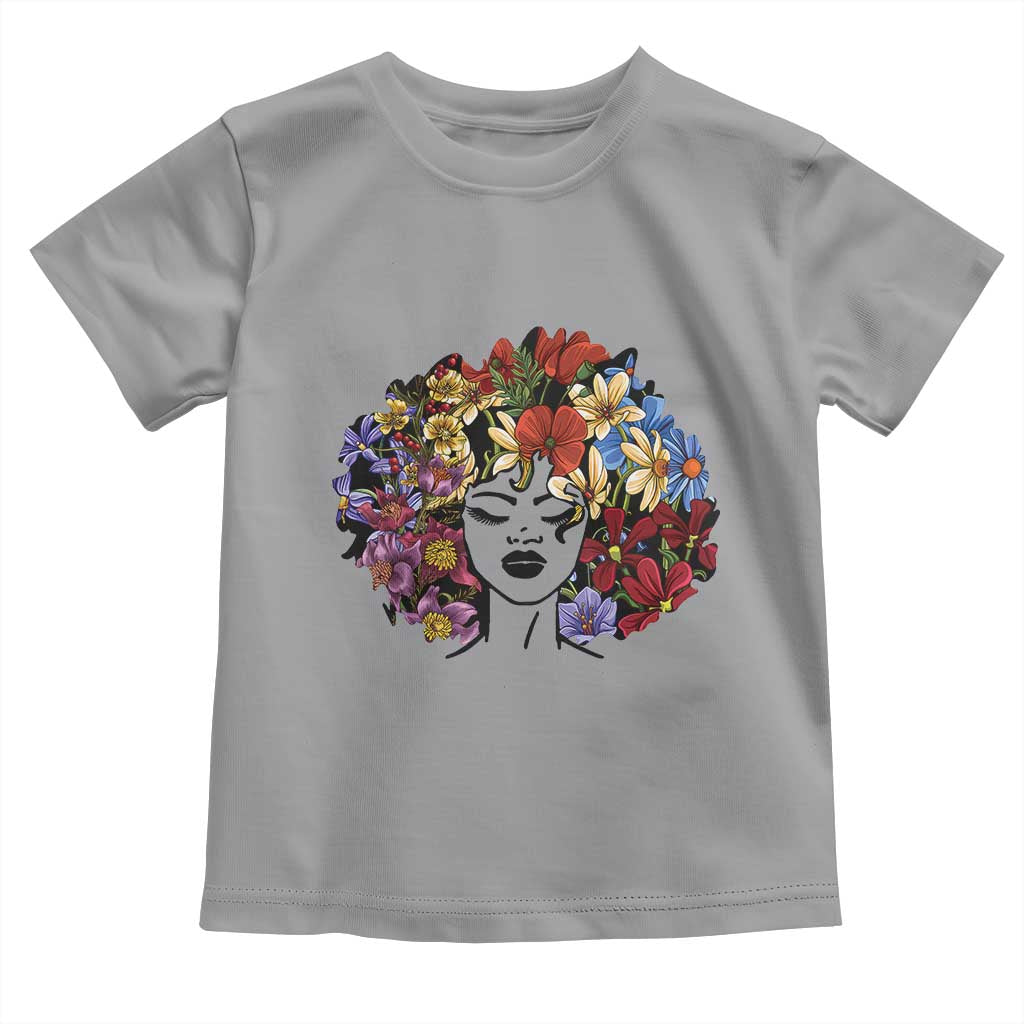 Black History Toddler T Shirt For Women Afro Flower Hair Juneteenth TS01 Sport Gray Print Your Wear