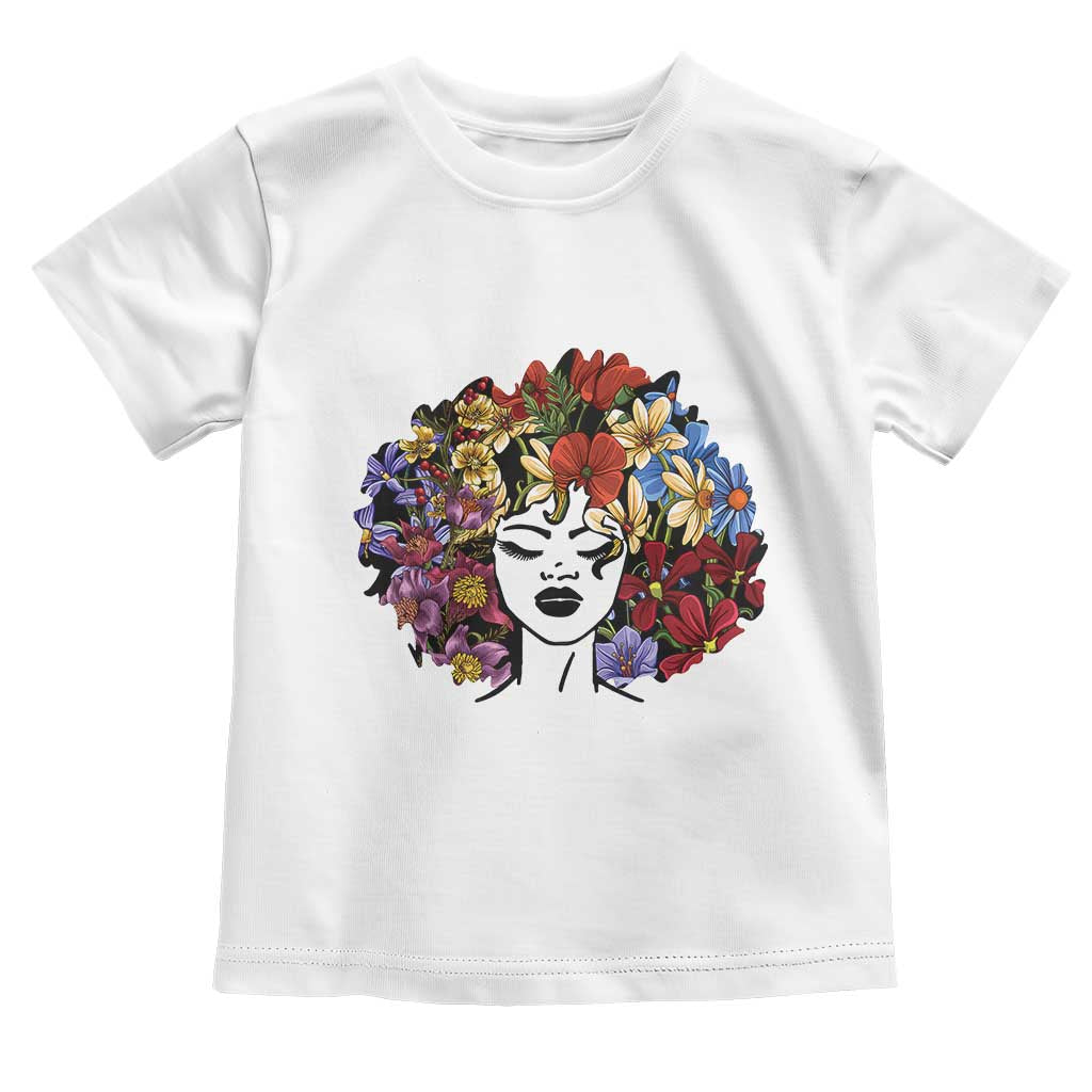 Black History Toddler T Shirt For Women Afro Flower Hair Juneteenth TS01 White Print Your Wear