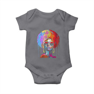 Afro Woman Baby Onesie Black Queen Melanin Dripping Juneteenth TS01 Charcoal Print Your Wear