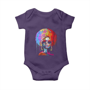 Afro Woman Baby Onesie Black Queen Melanin Dripping Juneteenth TS01 Purple Print Your Wear