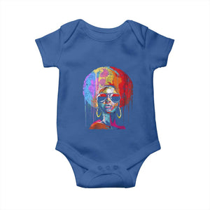 Afro Woman Baby Onesie Black Queen Melanin Dripping Juneteenth TS01 Royal Blue Print Your Wear