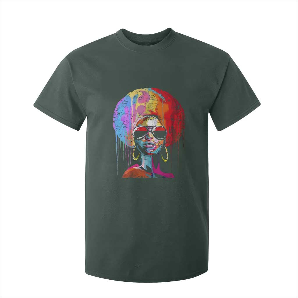 Afro Woman T Shirt For Kid Black Queen Melanin Dripping Juneteenth TS01 Dark Forest Green Print Your Wear