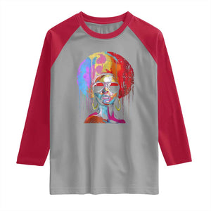Afro Woman Raglan Shirt Black Queen Melanin Dripping Juneteenth TS01 Sport Gray Red Print Your Wear