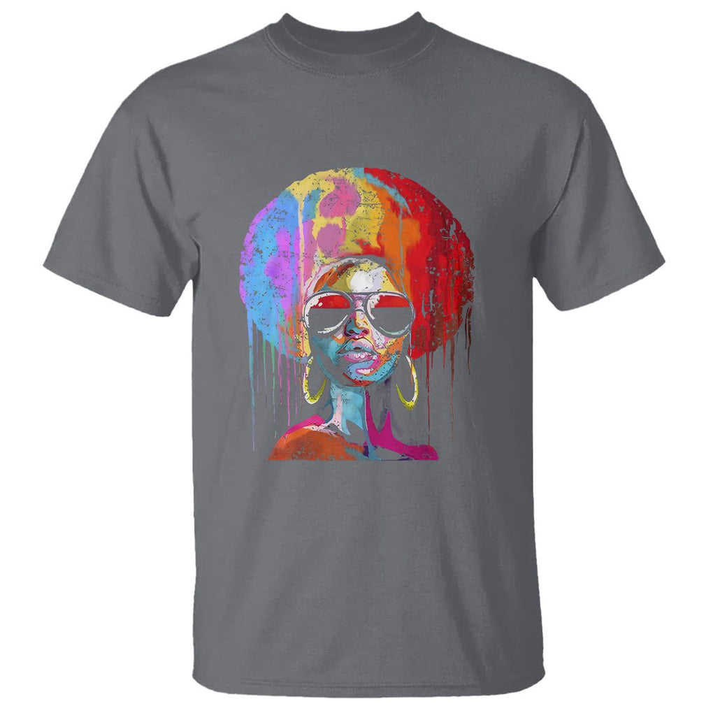 Womens Black Queen Afro Melanin Dripping Juneteenth T Shirt TS01 Charcoal Printyourwear