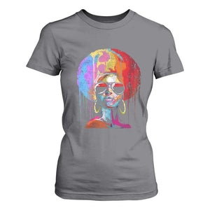 Afro Woman T Shirt For Women Black Queen Melanin Dripping Juneteenth TS01 Charcoal Print Your Wear