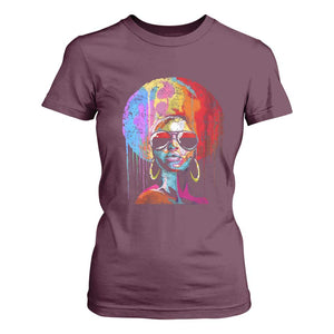 Afro Woman T Shirt For Women Black Queen Melanin Dripping Juneteenth TS01 Maroon Print Your Wear