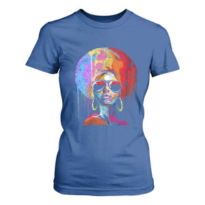 Afro Woman T Shirt For Women Black Queen Melanin Dripping Juneteenth TS01 Royal Blue Print Your Wear