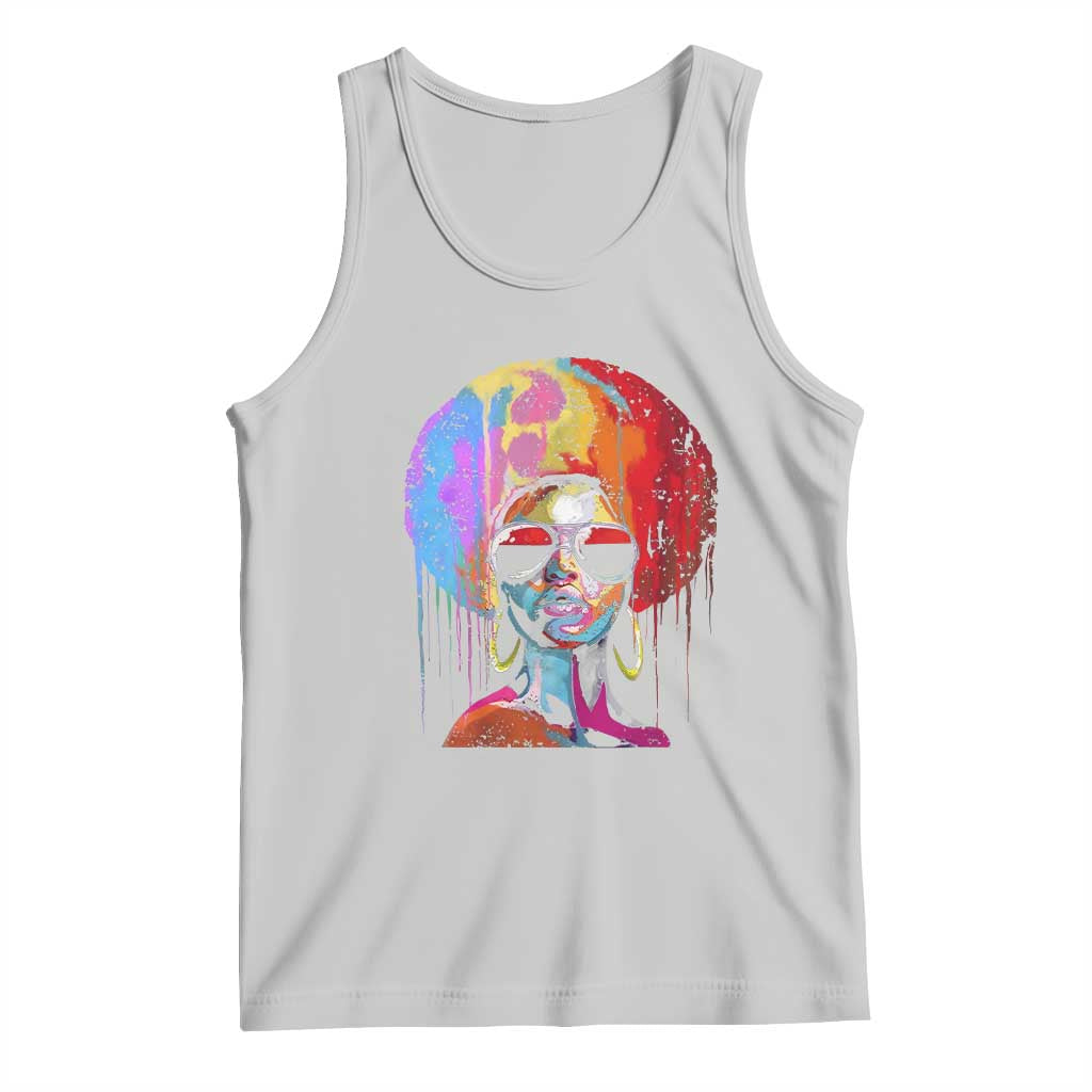 Afro Woman Tank Top Black Queen Melanin Dripping Juneteenth TS01 Ash Print Your Wear