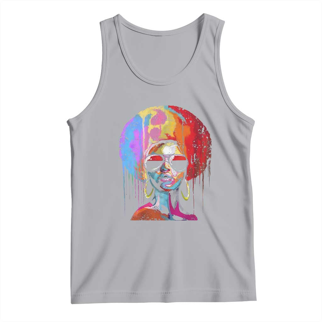 Afro Woman Tank Top Black Queen Melanin Dripping Juneteenth TS01 Athletic Heather Print Your Wear