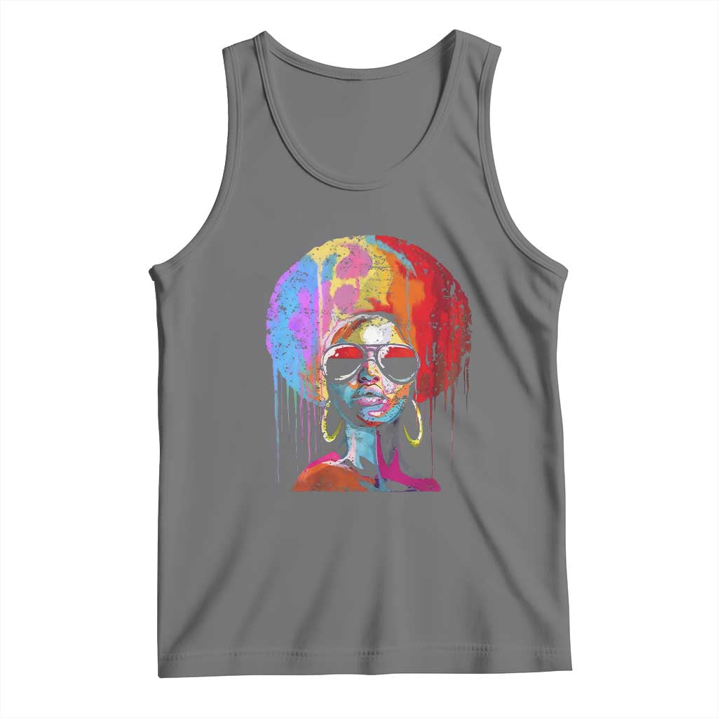 Afro Woman Tank Top Black Queen Melanin Dripping Juneteenth TS01 Black Heather Print Your Wear