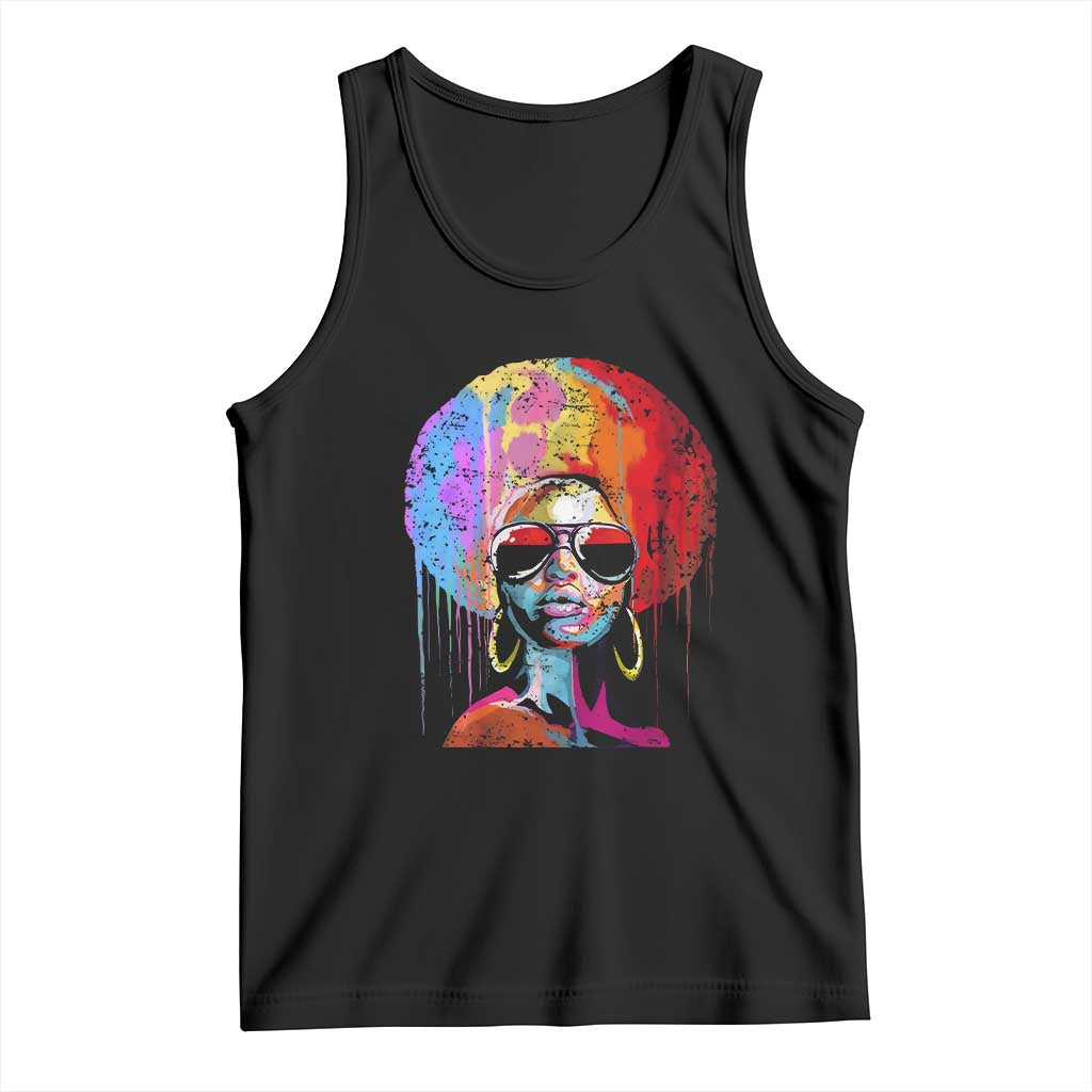 Afro Woman Tank Top Black Queen Melanin Dripping Juneteenth TS01 Black Print Your Wear