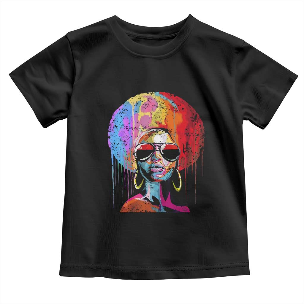 Afro Woman Toddler T Shirt Black Queen Melanin Dripping Juneteenth TS01 Black Print Your Wear
