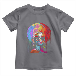 Afro Woman Toddler T Shirt Black Queen Melanin Dripping Juneteenth TS01 Charcoal Print Your Wear