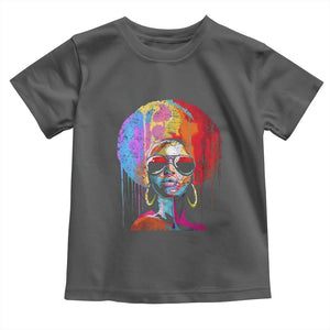 Afro Woman Toddler T Shirt Black Queen Melanin Dripping Juneteenth TS01 Dark Heather Print Your Wear